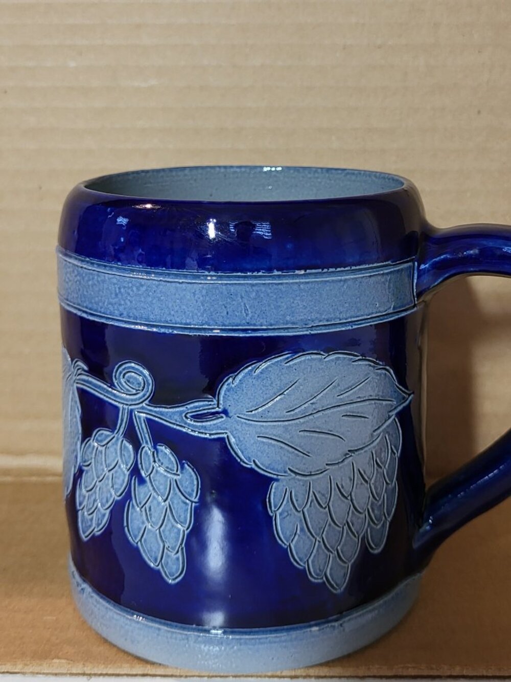 Vintage Betschdorf France Salt Glazed Pottery Beer Mug Stein Grape H Remmy